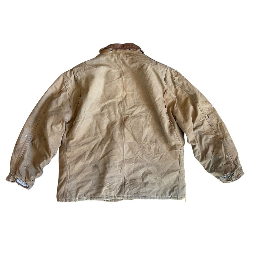 Vintage Carhartt J02 Duck Arctic Coat Size XL Brown Workwear Heavy Destroyed USA - Picture 2 of 16
